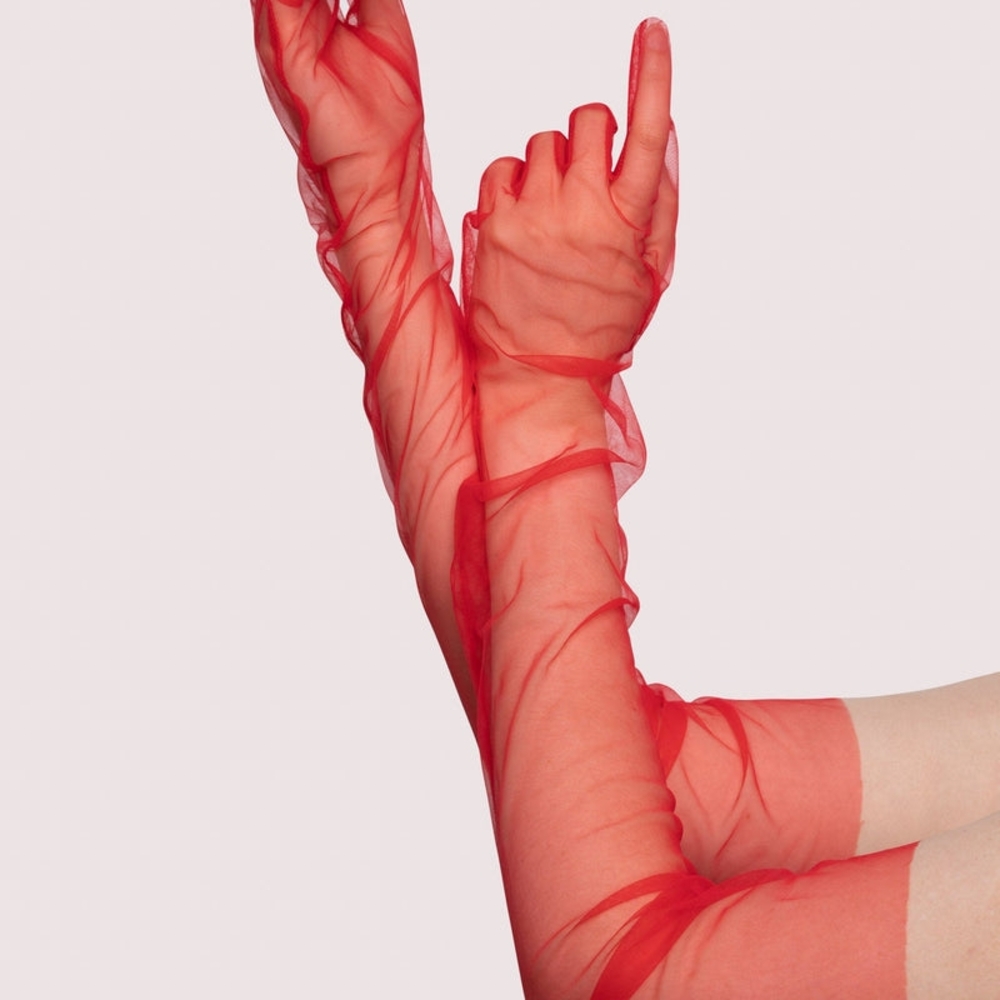 Elegant Red Sheer Gloves